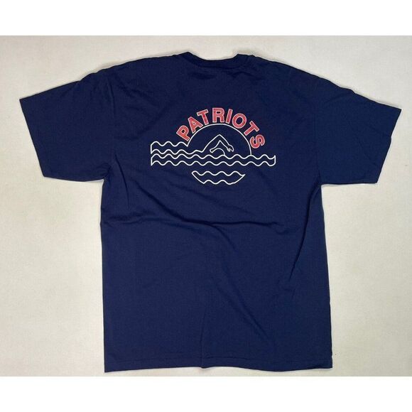 VINTAGE Patriots American Swimming Graphic T-Shirt Men Large 90s Single Stitch - Picture 1 of 8